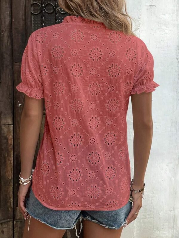SHEIN Pink Eyelet Embroidered Blouse – Size S