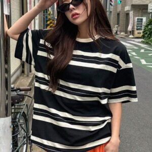 Dazy Black & White Striped T-Shirt – Size M