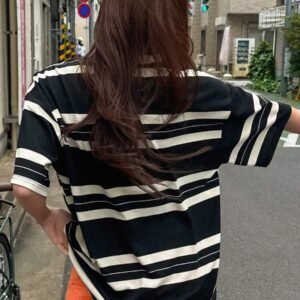 Dazy Black & White Striped T-Shirt – Size M