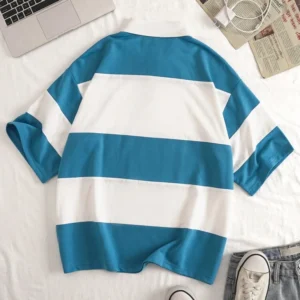 SHEIN NY Brooklyn Half-Zip Striped Polo Shirt – Size L