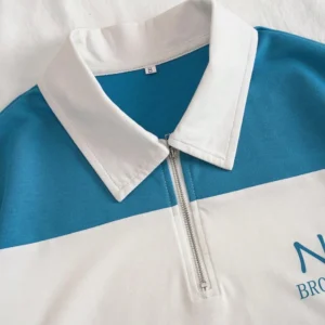 SHEIN NY Brooklyn Half-Zip Striped Polo Shirt – Size L
