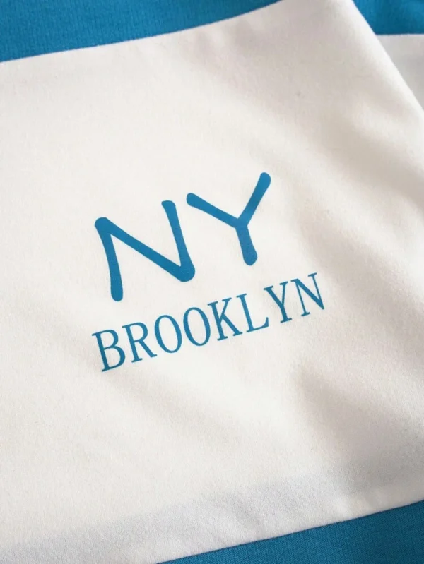 SHEIN NY Brooklyn Half-Zip Striped Polo Shirt – Size L