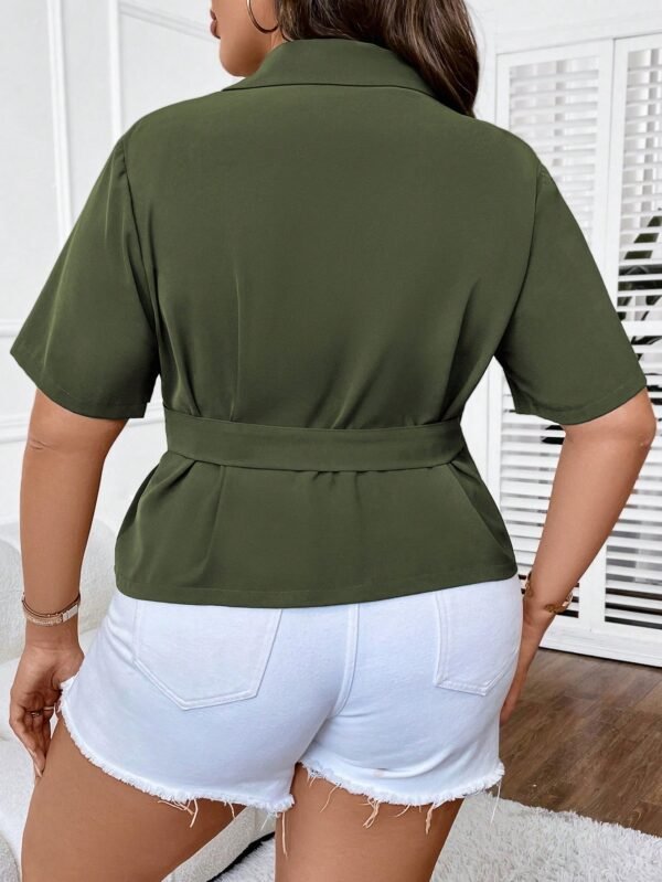 SHEIN Women's Olive Green Short Sleeve Belted Blazer – Size M