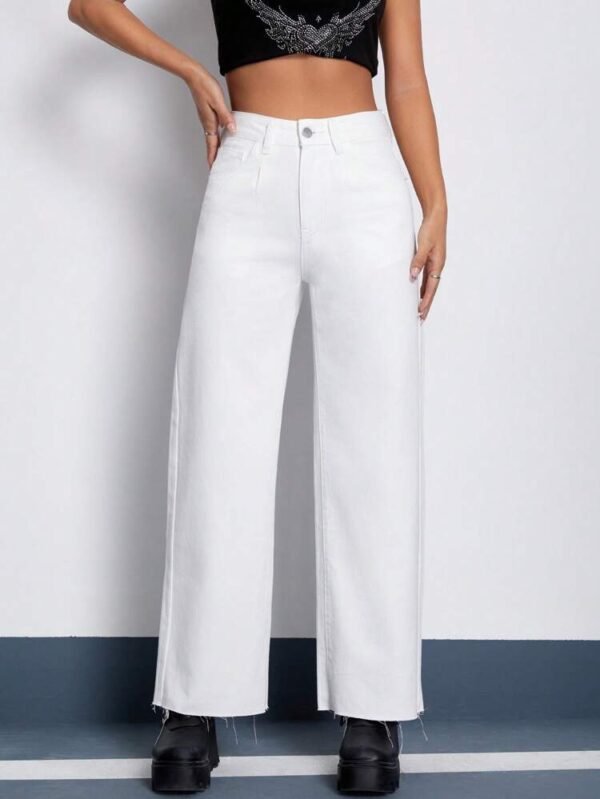 SHEIN White High-Waisted Wide Leg Jeans – Size M