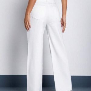 SHEIN White High-Waisted Wide Leg Jeans – Size M