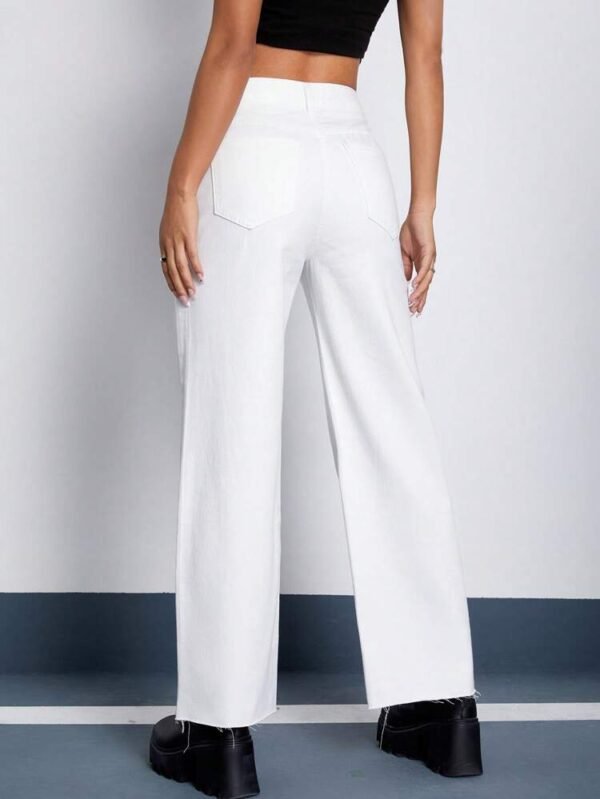 SHEIN White High-Waisted Wide Leg Jeans – Size M