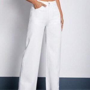 SHEIN White High-Waisted Wide Leg Jeans – Size M