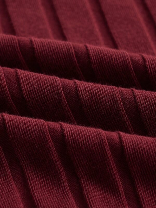 SHEIN Burgundy Ribbed Bodycon Pencil Skirt – Elastic Waist Slim Fit Mini Skirt, Size XL