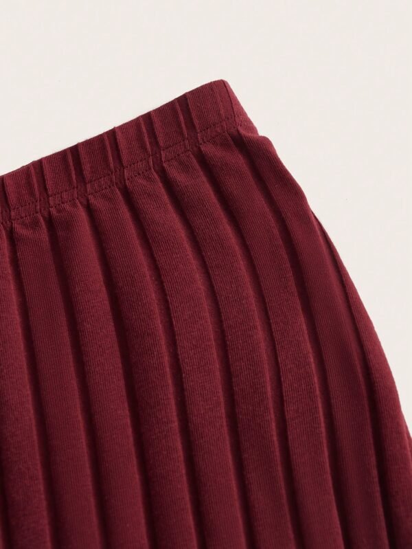SHEIN Burgundy Ribbed Bodycon Pencil Skirt – Elastic Waist Slim Fit Mini Skirt, Size XL