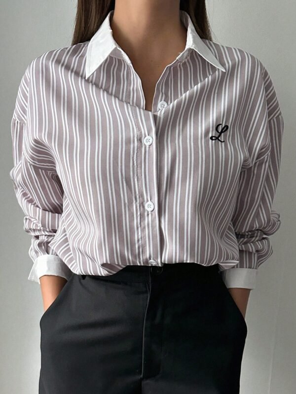 DAZY Striped Button-Down Shirt – Women’s Casual Long Sleeve Shirt, Size M