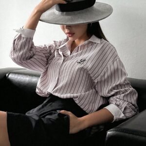 DAZY Striped Button-Down Shirt – Women’s Casual Long Sleeve Shirt, Size M
