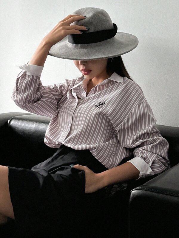 DAZY Striped Button-Down Shirt – Women’s Casual Long Sleeve Shirt, Size M