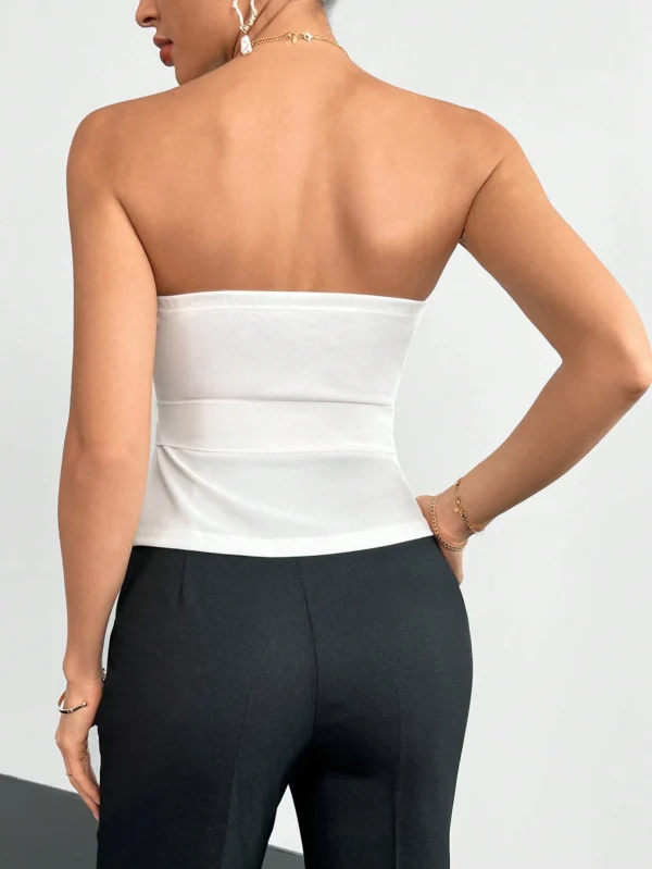 SHEIN White Draped Off-Shoulder Crop Top – Size M