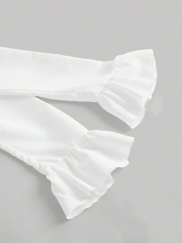 SHEIN White Ruffle Hem Button-Up Blouse – Women’s Size L