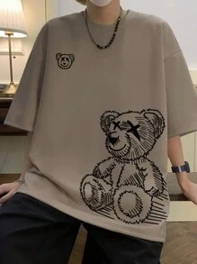 Manfinity Men’s Brown Teddy Bear Graphic T-Shirt – Casual Streetwear, Size S