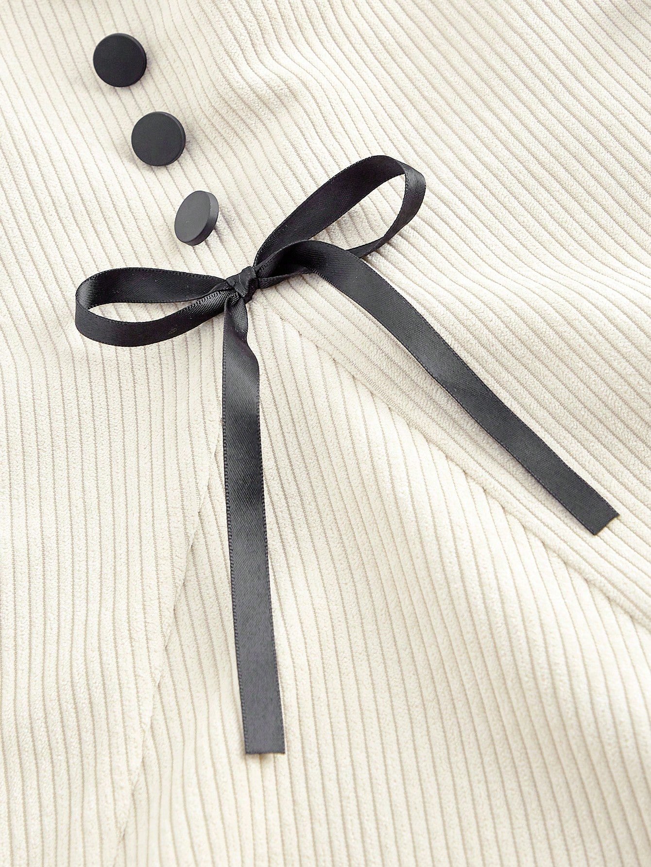 SHEIN Women's Corduroy High Waist Buttoned Mini Skirt with Ribbon Detail – Size M