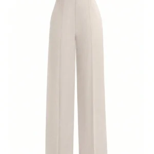SHEIN Women’s Beige High-Waisted Straight-Leg Pants – Size M