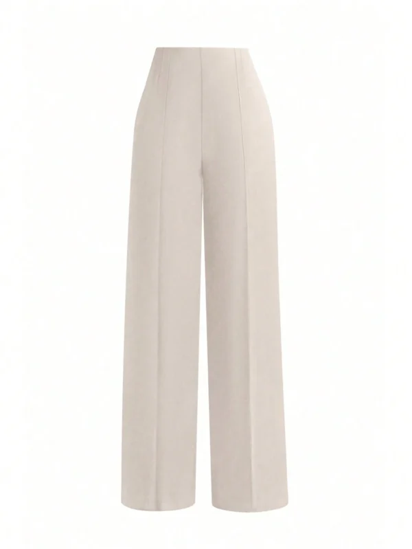 SHEIN Women’s Beige High-Waisted Straight-Leg Pants – Size M