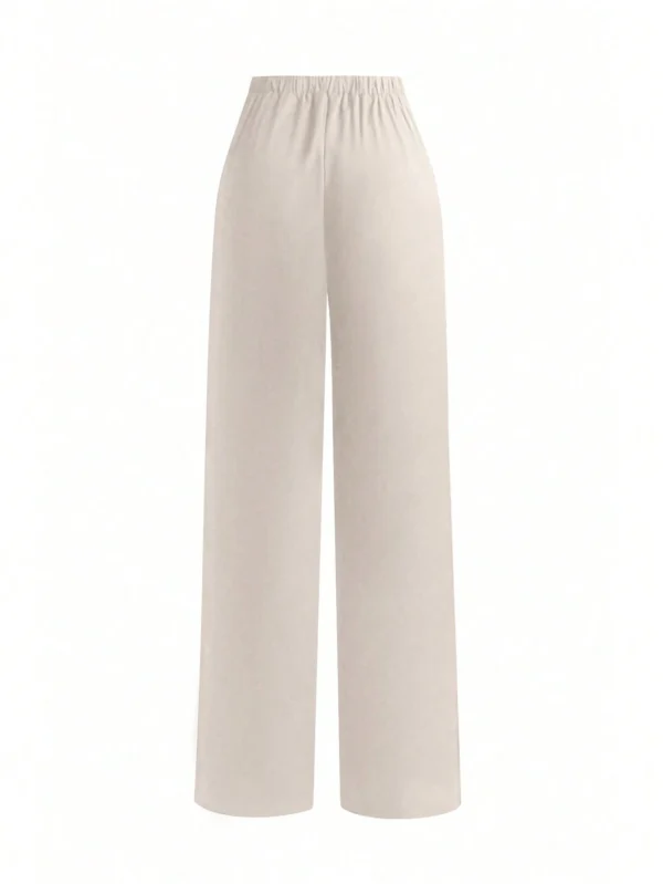 SHEIN Women’s Beige High-Waisted Straight-Leg Pants – Size M