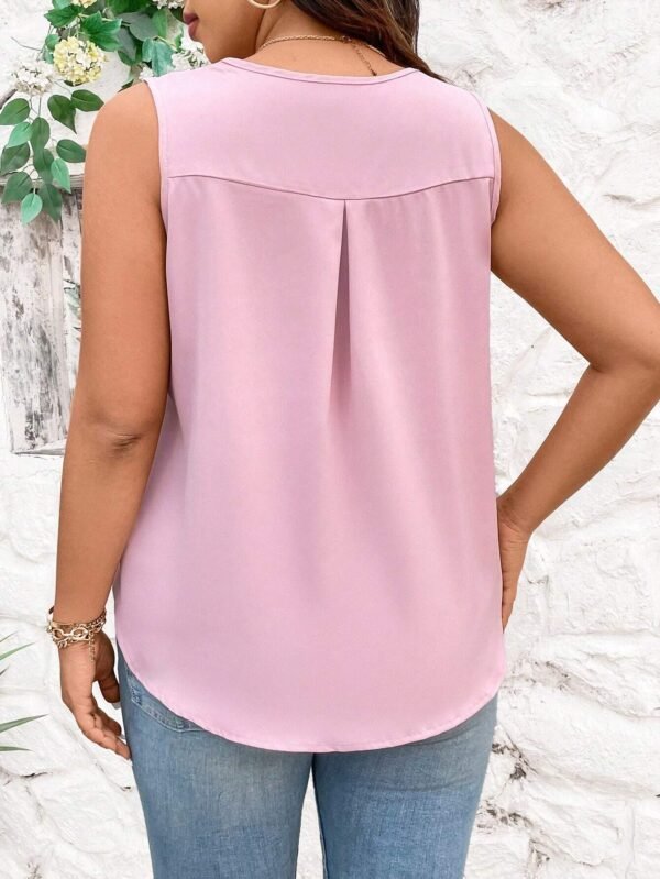 SHEIN Light Pink Sleeveless Blouse with Fabric Buttons – Size L