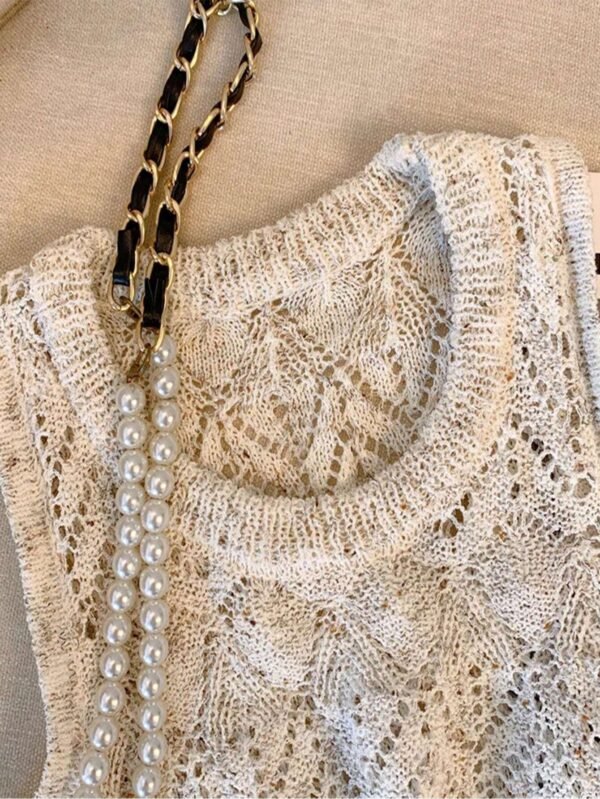SHEIN Women’s Crochet Knit Sleeveless Tank Top – Vintage Boho Lace Look, Size S