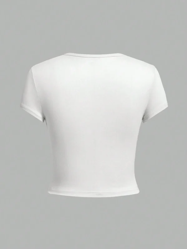 SHEIN Basic White Crew Neck Crop T-Shirt – Size L