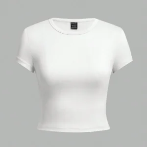 SHEIN Basic White Crew Neck Crop T-Shirt – Size L