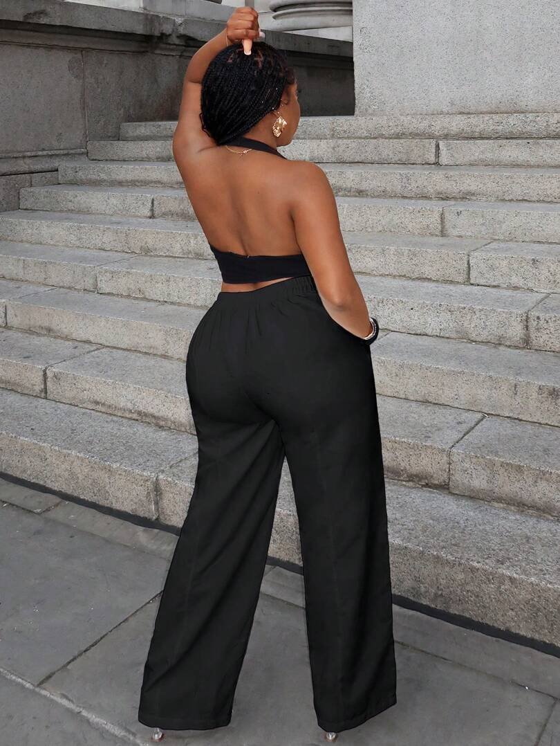 SHEIN Plus Size Black Casual Elastic Waist Pants – Size 5XL