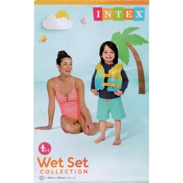 Intex Inflatable Kids' Swim Vest - Yellow & Blue Ombre with Safety Buckles