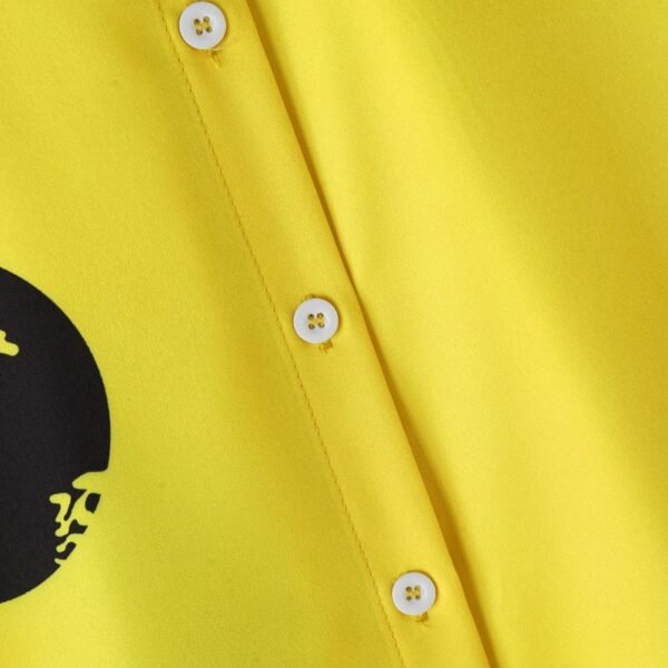 LogiFirst Women’s Yellow Polka‑Dot Button‑Down Blouse with Mandarin Collar – Size L