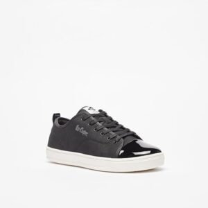 Lee Cooper Men’s Black Lace-Up Sneakers with Glossy Toe – Urban Casual Style | Size 43