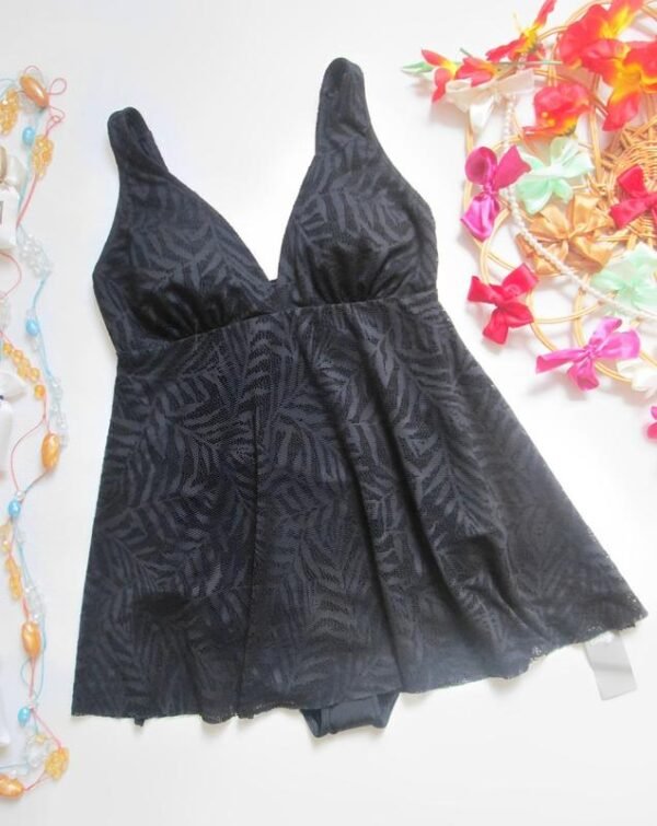 George Black Leaf Mesh Swimdress – Size 18