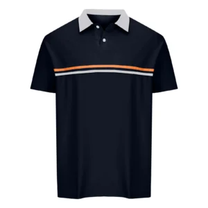 LogiFirst Men’s Navy Polo Shirt – Contrast Collar, Short Sleeve Sporty Fit, Size L