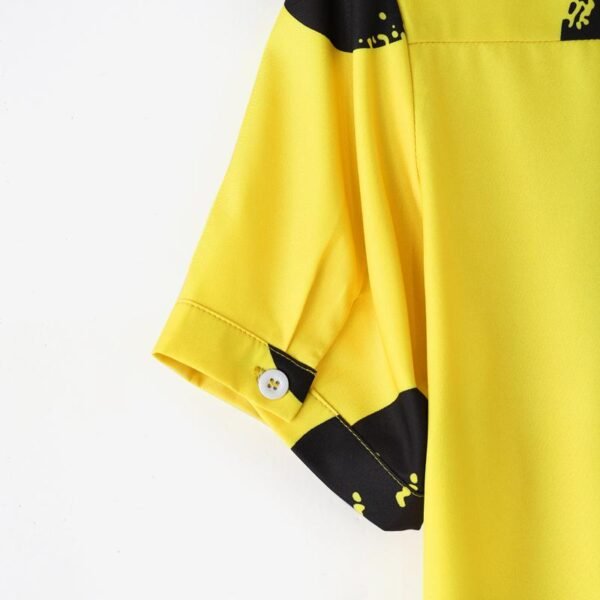 LogiFirst Women’s Yellow Polka‑Dot Button‑Down Blouse with Mandarin Collar – Size L