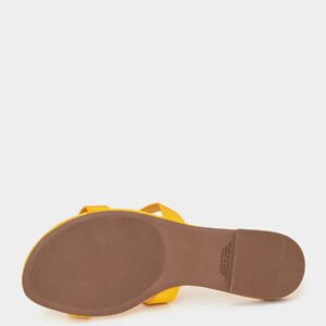 Styli Women’s Yellow Flat Slip-On Sandals with Metallic Accents – Size 37
