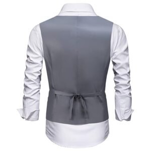 LogiFirst Men’s Gray Formal Vest – Tailored Waistcoat, Size M with Adjustable Back & Classic Five-Button Design