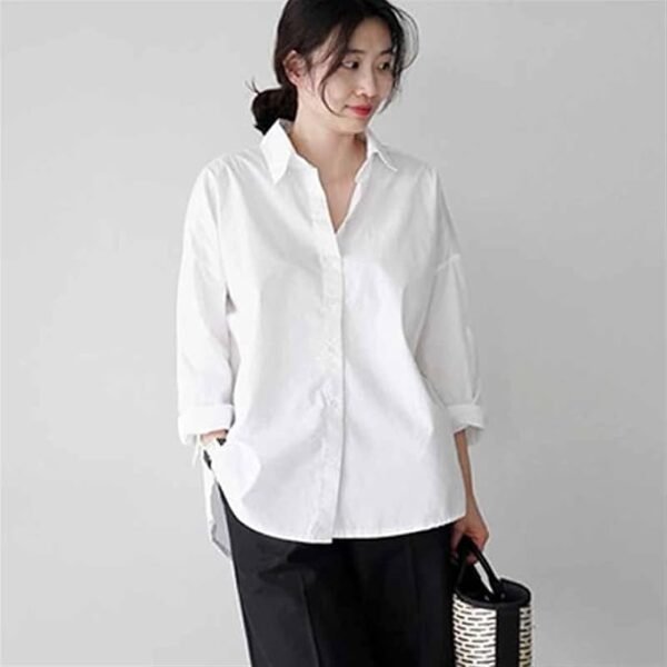 SHEIN Women's Classic White Oversized Button-Up Shirt Size S