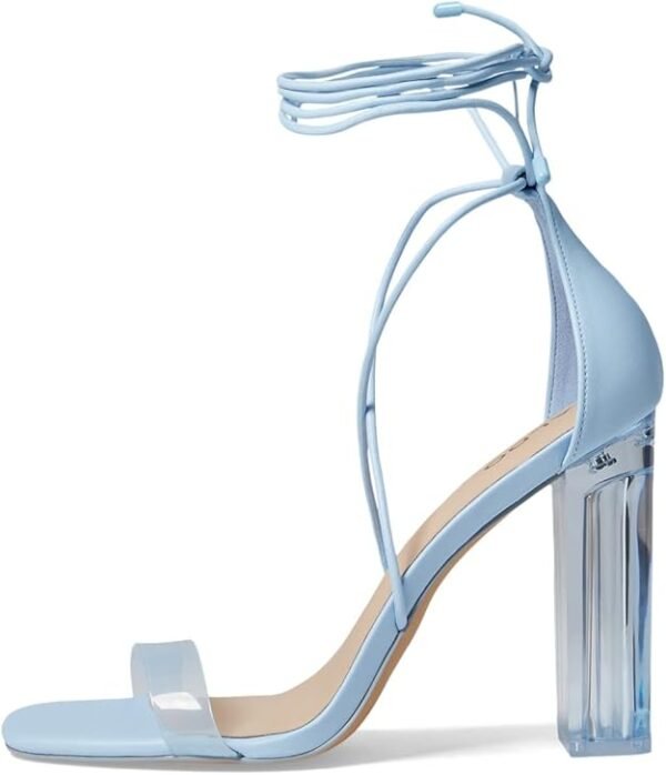 ALDO EU 40 Powder Blue Lace‑Up Block Heel Sandals with Clear Strap – Chic & Modern