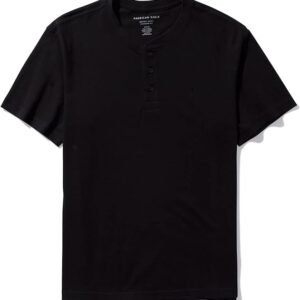 AMERICAN EAGLE Men’s Black Cotton Henley T-Shirt – Size XL