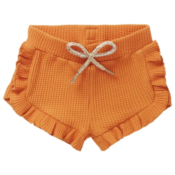 Milla Star Toddler Girls' Orange Waffle Knit Ruffled Shorts Size 3-4 Y