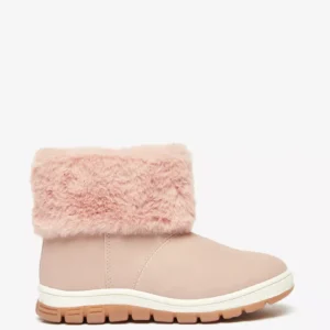 Juniors Girls’ Pink Faux Fur Winter Boots – Cozy, Stylish & Non-Slip Cold Weather Footwear
