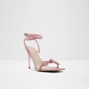 Aldo Women's Pink Rhinestone Knot-Strap High Heel Sandals – Size 40