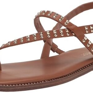 Nine West Women's Brown Studded Flat Toe-Loop Sandals – Size 41