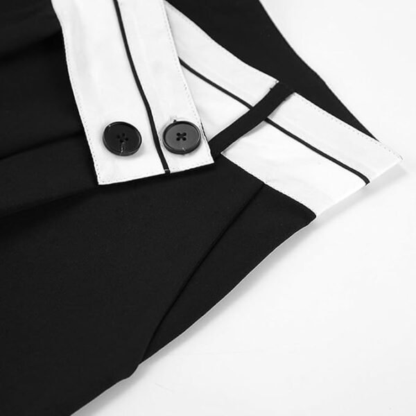 Shein High-Waist Black Wide-Leg Trousers with Contrast Belt – Size L, Elegant & Statement Pants