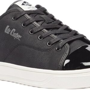 Lee Cooper Men’s Black Lace-Up Sneakers with Glossy Toe – Urban Casual Style | Size 43