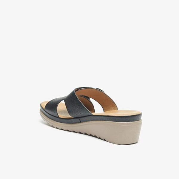 Flora Bella Women's Black Wedge Slip-On Sandals with Dual Buckle Straps – Size 41
