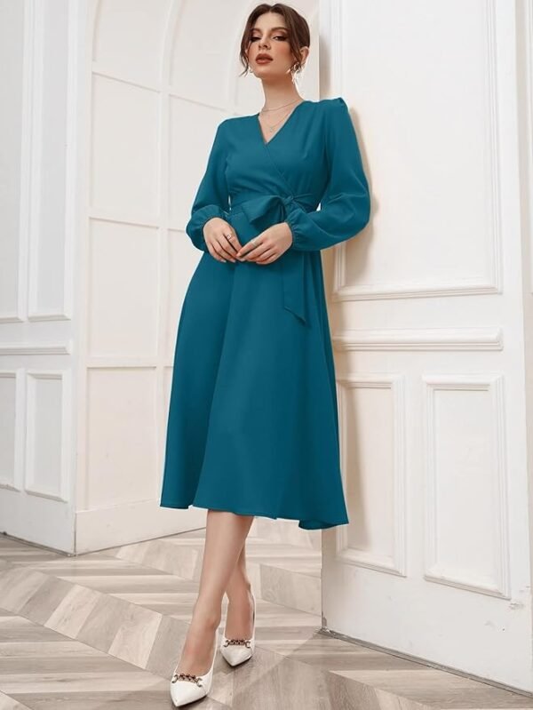SHEIN Teal Long-Sleeve Wrap Midi Dress – Women’s Size L