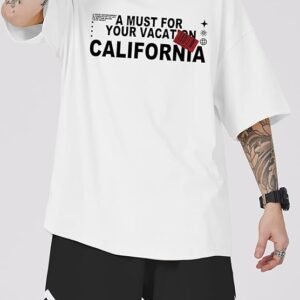 ROMWE California Vacation Graphic Tee – White T-Shirt , Size XL