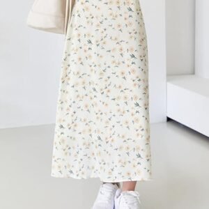 DAZY Plus Size Floral A-Line Maxi Skirt – High Waist Lightweight Skirt, Size XXXL