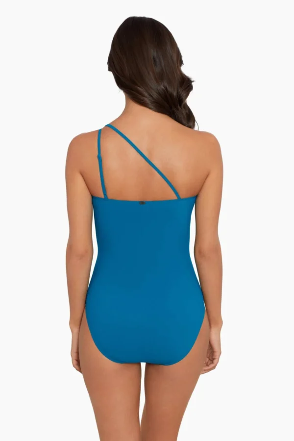 TU Women’s One-Shoulder Swimsuit – Bright Blue, Asymmetric Swimwear, Size 14